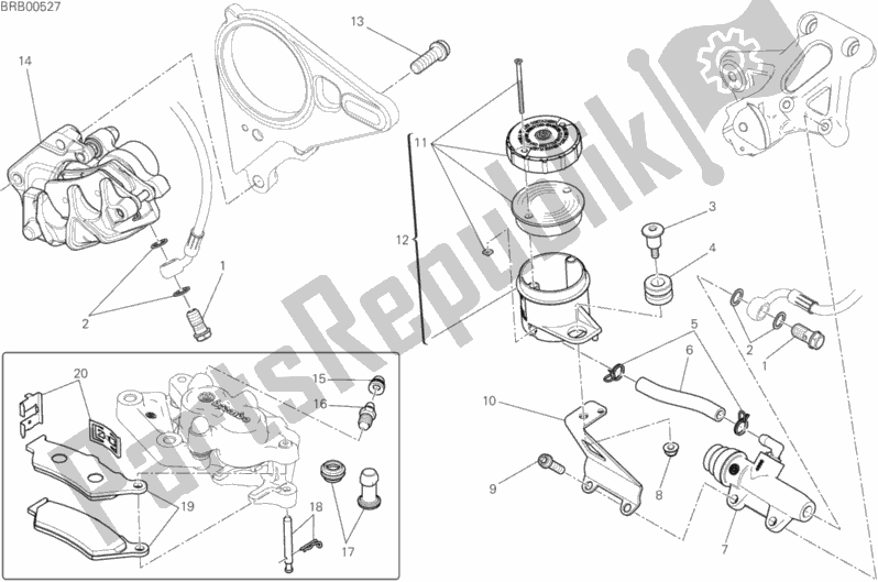 All parts for the Rear Brake System of the Ducati Diavel Xdiavel S Thailand 1260 2016